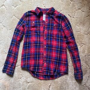 💥2/10💥 SO Red and Blue Plaid Button-Up Top